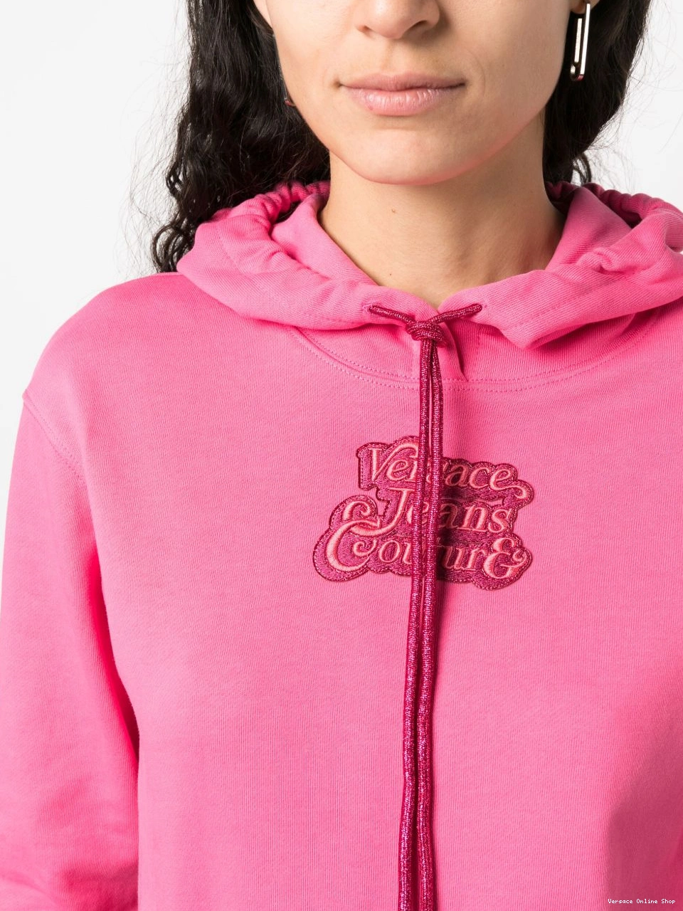 Affordable Versace Jeans logo-embroidered Couture Women hoodie cropped 0718